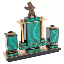 Malachite writing set "The Bear" Zlatoust