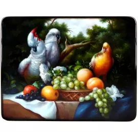 Шкатулка "Попугаи" Голубенкова, Федоскино