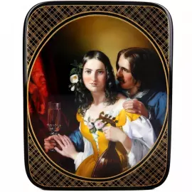 Шкатулка "Бокал вина" Павлова, Федоскино