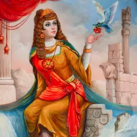 Шкатулка "Царица Савская" Фролов, Федоскино