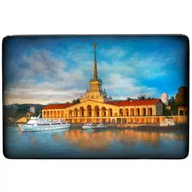 Шкатулка "Морской порт Сочи" Краснослободцева, Федоскино