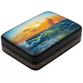 Шкатулка "Парусник" Трошина, Федоскино