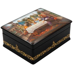 Шкатулка "Чаепитие" Беловодова, Федоскино