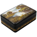 Шкатулка "Летний пейзаж" Симонов, Федоскино