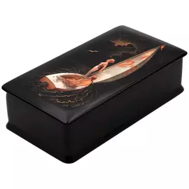The box "On the yacht" by Krasnoslobodtsev, Fedoskino