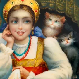 The box "At the window" by Saprunenko, Fedoskino