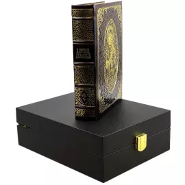 Leather-bound book "The Spiritual Flower Garden" with the icon of the Holy Trinity