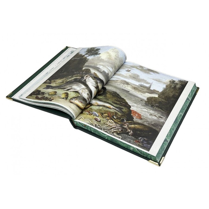 Книга в кожаном переплете "Большая книга русской рыбалки. Леонид Сабанеев" в коробе