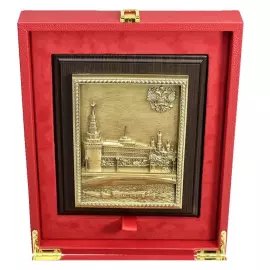 Подарочный набор: плакетка с книгой "Москва" на китайском языке