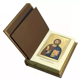 Gift set: leather-bound book "The Holy Gospel" with an icon