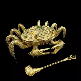 Икорница позолоченная "Краб золотой"
