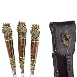 Шампуры из нержавеющей стали "Царь зверей" на 6 персон, в кожаном колчане
