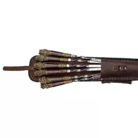 Шампуры из нержавеющей стали "Царь зверей" на 6 персон, в кожаном колчане