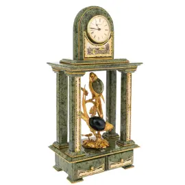 Каминные часы-шкатулка из змеевика "Птицы" Златоуст