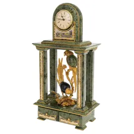 Каминные часы-шкатулка из змеевика "Птицы" Златоуст