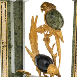 Каминные часы-шкатулка из змеевика "Птицы" Златоуст