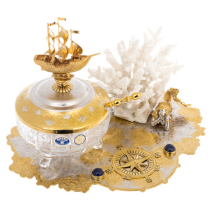 Икорница с кораллом "Морская" Златоуст