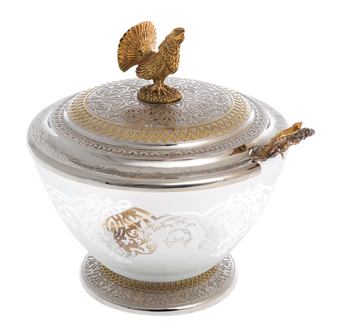 Sugar bowl "Capercaillie" Zlatoust