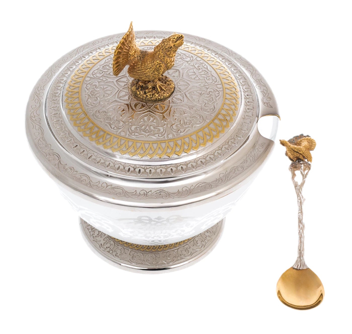 Sugar bowl "Capercaillie" Zlatoust