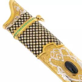 Ятаган сувенирный с зеленой яшмой "Сила" Златоуст