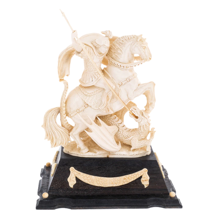 Mammoth tusk sculpture "George the Victorious"