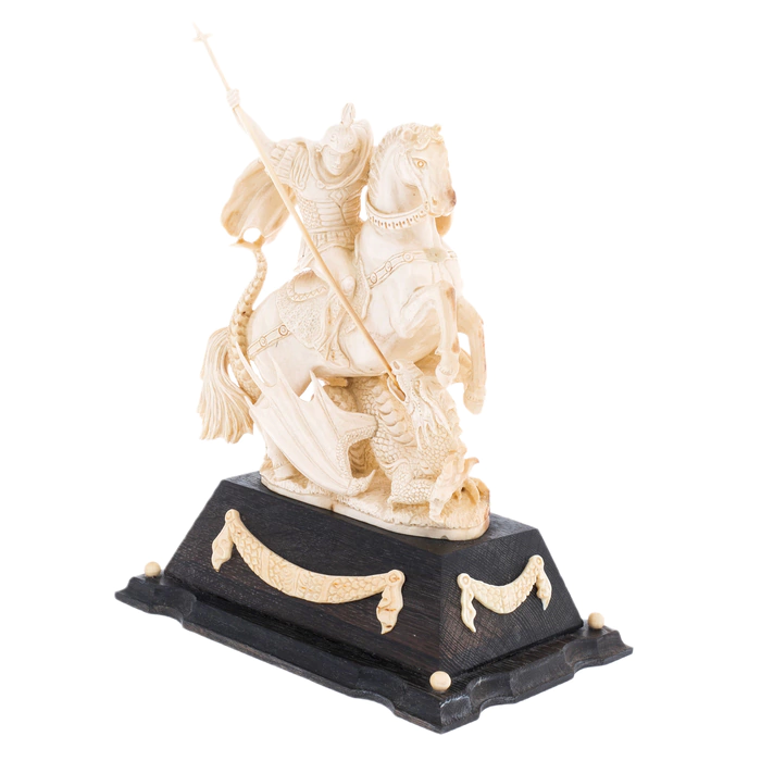 Mammoth tusk sculpture "George the Victorious"