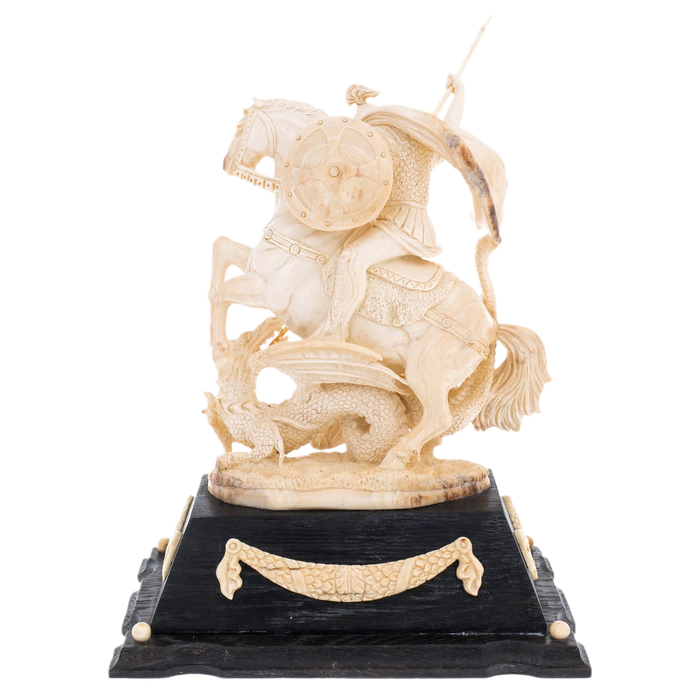 Mammoth tusk sculpture "George the Victorious"