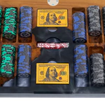 A poker set made of elm wood and black epoxy resin