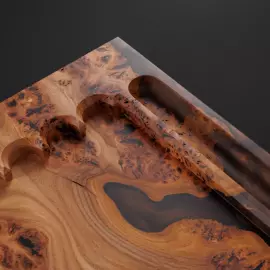 Backgammon made of elm wood and brown epoxy resin