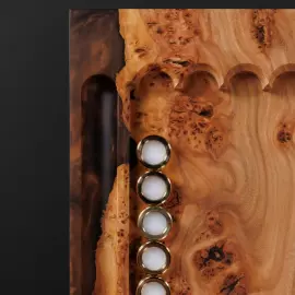 Backgammon made of elm wood and brown epoxy resin