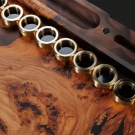 Backgammon made of elm wood and brown epoxy resin