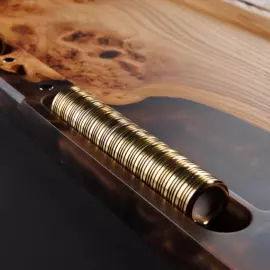 Backgammon made of elm wood and brown epoxy resin