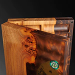 A poker set made of elm wood and brown epoxy resin