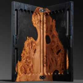 Backgammon made of elm wood and black epoxy resin