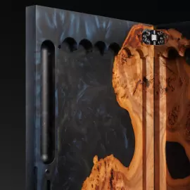 Backgammon made of elm wood and black epoxy resin