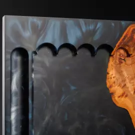 Backgammon made of elm wood and black epoxy resin