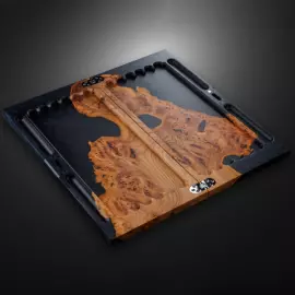 Backgammon made of elm wood and black epoxy resin