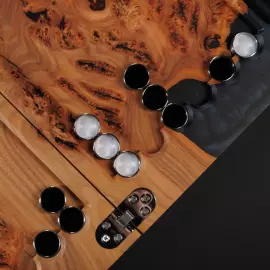 Backgammon made of elm wood and black epoxy resin