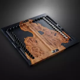 Backgammon made of elm wood and black epoxy resin