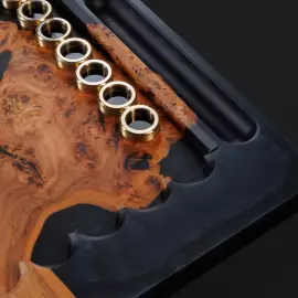 Backgammon made of elm wood and black epoxy resin