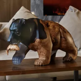 Sculpture made of American walnut and epoxy resin "Bear"