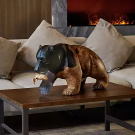 Sculpture made of American walnut and epoxy resin "Bear"