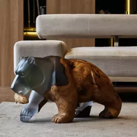 Sculpture made of American walnut and epoxy resin "Bear"