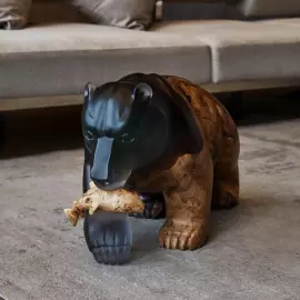 Sculpture made of American walnut and epoxy resin "Bear"