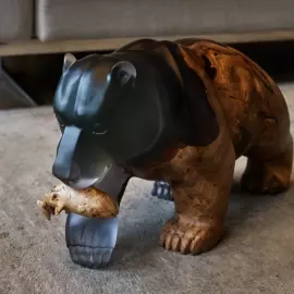 Sculpture made of American walnut and epoxy resin "Bear"