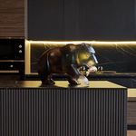 Sculpture made of American walnut and epoxy resin "Bear"
