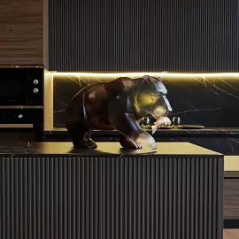 Sculpture made of American walnut and epoxy resin "Bear"