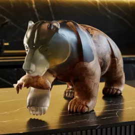 Sculpture made of American walnut and epoxy resin "Bear"