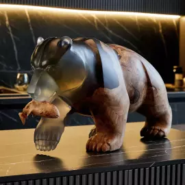 Sculpture made of American walnut and epoxy resin "Bear"