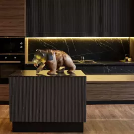 Sculpture made of American walnut and epoxy resin "Bear"